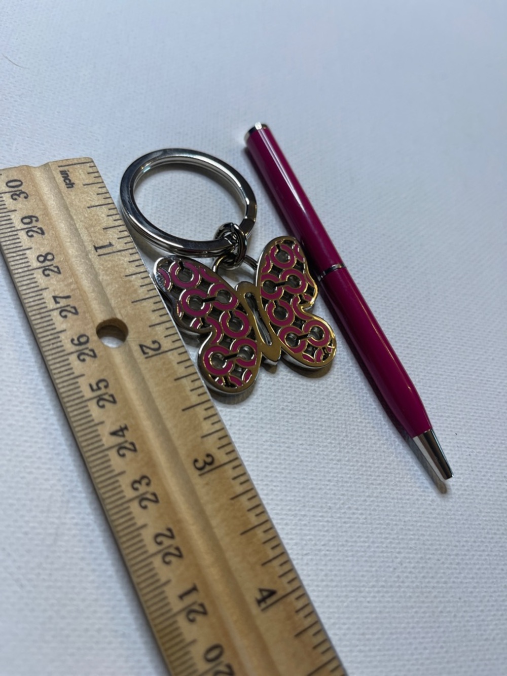 Coach Pink Butterfly Keychain and Pink Coach Pen with Silver Accents - Picture 4 of 7